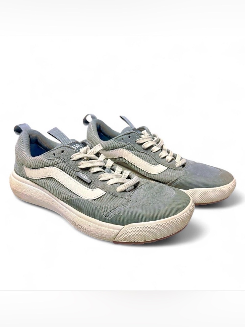 Vans Ultarange Low-Top Sneakers in Sage Green and Cream